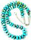 Native American Turquoise Slice & Heishi Bead Necklace Sterling Silver Southwest