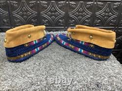 Native American Ute Tribe Fully Beaded Smoked Buckskin Ceremonial Moccasins