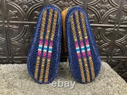 Native American Ute Tribe Fully Beaded Smoked Buckskin Ceremonial Moccasins