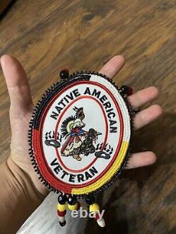 Native American Veteran Beadwork pride Native Beaded Medallion Pow Wow Regalia