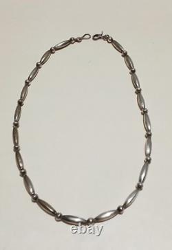 Native American Vintage Navajo Sterling Silver Pearl Melon Bead Necklace