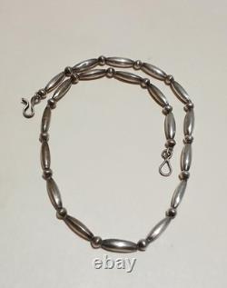 Native American Vintage Navajo Sterling Silver Pearl Melon Bead Necklace