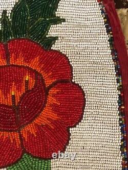 Native American Vintage Plateau Beaded Flat Large Bag 19 x 16 Floral & Pictorial