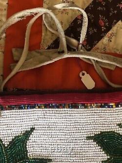 Native American Vintage Plateau Beaded Flat Large Bag 19 x 16 Floral & Pictorial