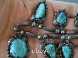 Native American Webbed Turquoise 7-Stone Sterling Silver Bead Necklace LA