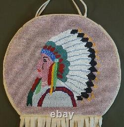 Native American Yakima Double Sided Beaded Bag Chief & Maiden by Sophie George