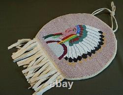 Native American Yakima Double Sided Beaded Bag Chief & Maiden by Sophie George
