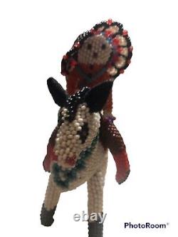 Native American ZUNI beaded white horse and Indian rider