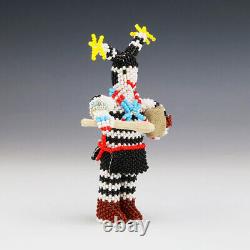 Native American Zuni Beaded Koshare Drummer By Todd Poncho