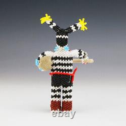 Native American Zuni Beaded Koshare Drummer By Todd Poncho