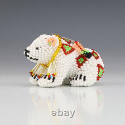 Native American Zuni Beaded Polar Bear By Denise & Faron Gchachu