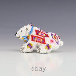 Native American Zuni Beaded Polar Bear By Denise & Faron Gchachu