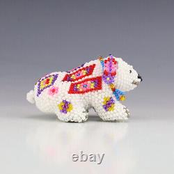 Native American Zuni Beaded Polar Bear By Denise & Faron Gchachu