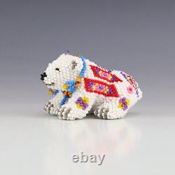 Native American Zuni Beaded Polar Bear By Denise & Faron Gchachu