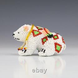 Native American Zuni Beaded Polar Bear By Denise & Faron Gchachu