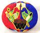 Native American beaded Belt Buckle Red BLue Oval Design Regalia (PreOwned)
