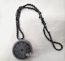 Native American beaded Medallion Gray Black Star Design (PreOwned)
