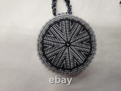 Native American beaded Medallion Gray Black Star Design (PreOwned)