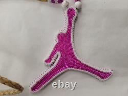 Native American beaded Medallion Hot Pink Jordan Logo Design (PreOwned)