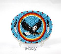 Native American beaded belt buckle Beautiful Eagle design seed beads NEW