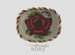 Native American beaded belt buckle Beautiful Rose design seed beads NEW