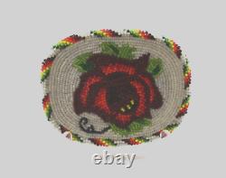 Native American beaded belt buckle Beautiful Rose design seed beads NEW