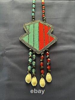 Native American beaded medallion necklace
