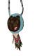 Native American beaded necklace medallion bear head vintage Pre-owned blue blac