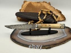 Native American handmade Knife withSterling Bone Hdle/Beaded Sling-TB664.25