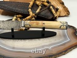 Native American handmade Knife withSterling Bone Hdle/Beaded Sling-TB664.25