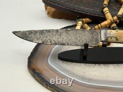 Native American handmade Knife withSterling Bone Hdle/Beaded Sling-TB664.25