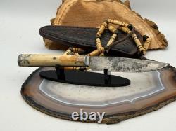 Native American handmade Knife withSterling Bone Hdle/Beaded Sling-TB664.25