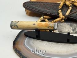 Native American handmade Knife withSterling Bone Hdle/Beaded Sling-TB664.25