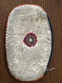 Native American northern plains Indian beaded Hide pouch