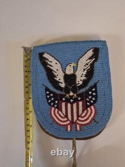Native American pictorial beaded bag and dating around 1900s era