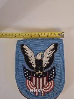 Native American pictorial beaded bag and dating around 1900s era