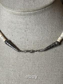 Native American vintage sterling heishi turquoise pipestone beaded necklace