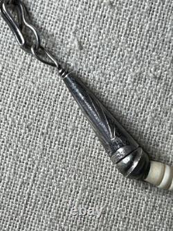 Native American vintage sterling heishi turquoise pipestone beaded necklace