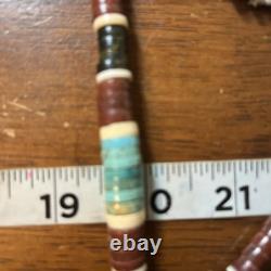 Native American vintage sterling heishi turquoise pipestone beaded necklace