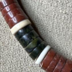 Native American vintage sterling heishi turquoise pipestone beaded necklace