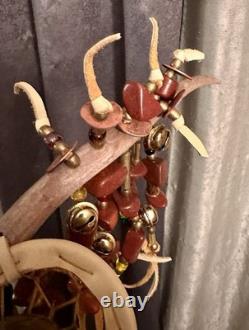Native AmericanBeadedDancePowwowRegaliaDeer HornCatliniteBrassLakota