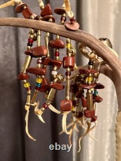 Native AmericanBeadedDancePowwowRegaliaDeer HornCatliniteBrassLakota