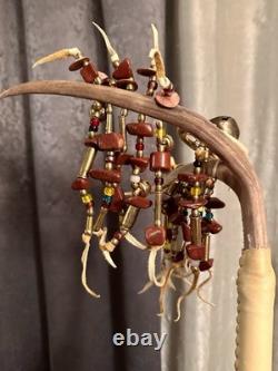 Native AmericanBeadedDancePowwowRegaliaDeer HornCatliniteBrassLakota