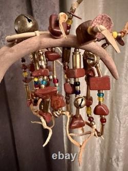 Native AmericanBeadedDancePowwowRegaliaDeer HornCatliniteBrassLakota