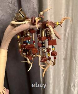 Native AmericanBeadedDancePowwowRegaliaDeer HornCatliniteBrassLakota