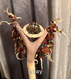 Native AmericanBeadedDancePowwowRegaliaDeer HornCatliniteBrassLakota