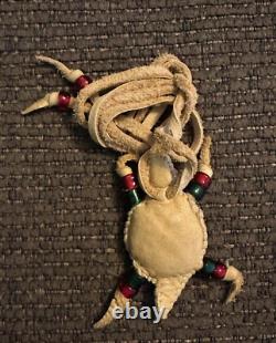 Native AmericanSiouxLakotaBeadedAmuletNecklaceEthnicLeatherTurtle