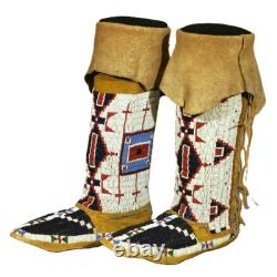 Native Girl's Beaded Moccasins With Leggings Powwow Regalia LGM02