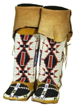 Native Girl's Beaded Moccasins With Leggings Powwow Regalia LGM02