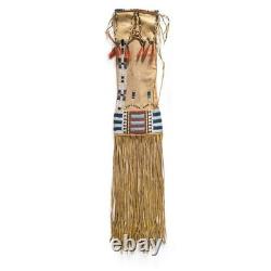 Native Indian Beaded Suede Leather tobacco Beaded pouch, hide tobacco 6 pcs